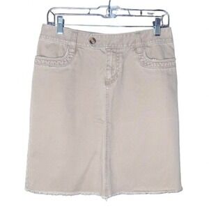 90's minimalist Size 4‎ Cotton Old Navy Light Khaki Skirt Raw Edge Distressed